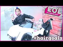 CAR FULL OF LOL SURPRISE #HAIRGOALS L.O.L. Ride on car Baby shark song doll opening kids toys