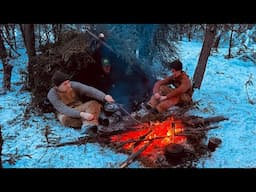 Winter Survival Shelter + Rustic Stew with the Boys