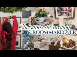 LIVING ROOM MAKEOVER + DECORATING FOR CHRISTMAS 2024 | CHRISTMAS LIVING ROOM DECORATING IDEAS