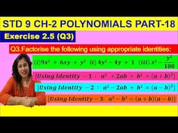 NCERT EXERCISE 2.5 (Q3) Factorize the following using appropriate identities- STD 9 Ch-2 Polynomials