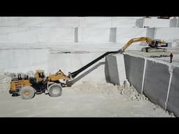 Komatsu Equipment WA900 - WA800 And Komatsu PC400 Excavator Working On Birros Marble Quarries