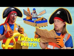 Handyman Hal goes Boating, Fishing and rides a Pirate Ship | Fishing Boats, Pirate Treasure and More