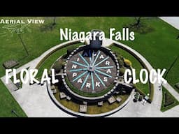 Aerial View: Niagara Falls Floral Clock & Lewiston-Queenston Bridge Drone Shot