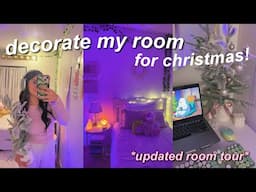 CHRISTMAS ROOM TRANSFORMATION! decorating my room for christmas + updated room tour 2024