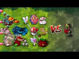 All Super Plants Vs Cherry Gatling Newspaper Zombie | PVZ Fusion