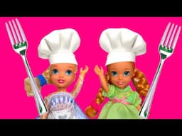 Elsa and Anna toddlers cooking challenge part 2