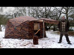 Solo Snow camp in a 9 Man Hot Tent