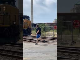 Idiot Refuses To Wait For Train!  Man Versus Train!  Will He Keep Winning?  JawTooth #Shorts