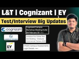 🔥Cognizant, L&T, EYGDS Biggest Test Updates | Cognizant CIS Multicloud Pan Verify | L&T, EY Pattern