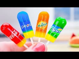 Fresh Miniature Coca Fanta Sprite Pepsi Popsicles | Coolest Dessert Fruits Ice Cream By Mini Tasty