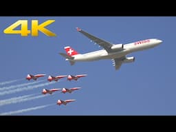 4K | Patrouille Suisse centennial air display with Swiss Airbus A330 at Payerne Air Show Air14