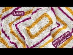 Crochet Rectangle Blanket with Easy Double Crochet Stitches! Beginner-friendly!