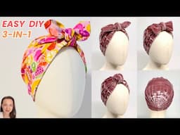 DIY Twist Bow Turban Cap |  Easy Stretch Pleated Turban