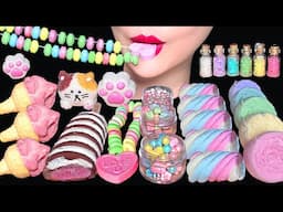 RAINBOW UNICORN POPULAR JELLY, MARSHMALLOW,  무지개 먹방, 마시멜로우, 솜사탕 MUKBANG EATING SOUNDS