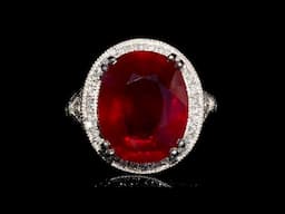 Red Ruby Diamond Ring CERTIFIED 14k White Gold Pigeon Blood Natural 13.46 TCW Cocktail Estate GEM