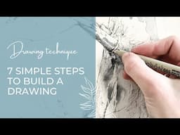 7 easy steps to build a drawing | Line and Wash tree sketch