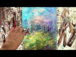 Earth Day 2020 demo painting of a spring forest in realistic impressionism with palette knife