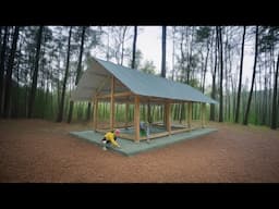 Family of 3 spent 7 days building a wooden house with a solid cement foundation