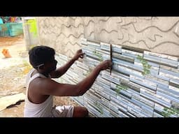 Elevation Wall Tile Installation-Construction of elevation design wall tiles fitting Accurately