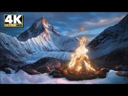 ❄️ Breathtaking Mount Everest Campfire | Real Crackling Fire in Fantasy Ambience