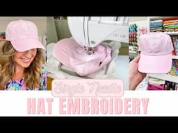 How to Embroider a Hat Using a PE900: trendy bow cap on a single needle embroidery machine tutorial