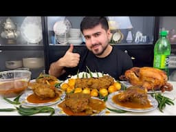 ASMR; Eating Spicy Mutton Curry+Whole Tandoori Chicken With Rice+Extra Gravy+Green Chilli+Eggs