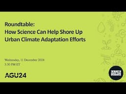 AGU24 Roundtable: How Science Can Help Shore Up Urban Climate Adaptation Efforts