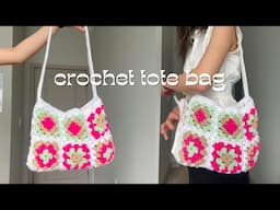 ˚ ༘ ೀ⋆ cute granny square tote bag | easy crochet tutorial