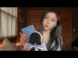 ASMR Calming Sound Assortment 🤍🎀📖 some anticipatory triggers, tapping, hand movements, whispers