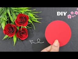 How To Make Paper Rose Easy | Beautiful Paper Rose Flower Making Idea | Diy Paper Rose Flower