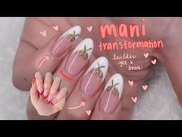 MANI TRANSFORMATION! | gel-x fill & bow design!