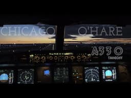 A330 HB-JHE Cockpit Takeoff O'Hare 2025 4K