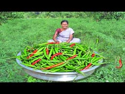 Chilly Thokku Recipe | Green Chilly Chutney Cooking in Village | Side Dish Recipes