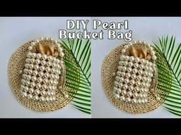 DIY VINTAGE PEARL BEADED BAG  || HOW TO MAKE BUCKET BEAD BAG || For Beginners