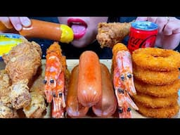 ASMR FRIED SHRIMP, FRIED CHICKEN, SAUSAGE, ONION RING MASSIVE Eating Sounds