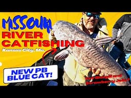 New 2024 PB Blue Catfish Missouri River | Giant Catfishing and Flying Fish Jump in the Boat!