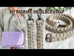 DIY | Macrame Shoulder Bag Strap Tutorial, only 1 cord used | 마크라메 숄더백 스트랩