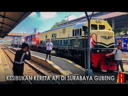 Nonton Kesibukan Kereta Api Pagi & Sore di Stasiun Surabaya Gubeng