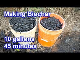 Making Biochar - 10 gallons in 45 Minutes - Bonfire Method, Starting with Full Pit