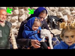 Celine's nomadic life: Parvaneh taking care of grandfather's sheep and Celine bathing.