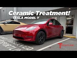 🛡️ Tesla Model Y gets Ceramic Treatment 🛡️ Protecting the Factory Ultra Red Paint! Quick Look