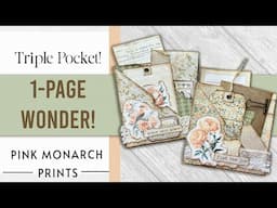 So Easy! One-Page Wonder Folded Pockets With All the Goodies. Craft Along with Pink Monarch Prints!