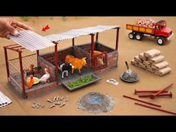 diy mini cemented animal farm house construction science project | cow shed project @sanocreator