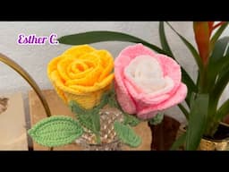 🌹Cómo Hacer ROSAS GIGANTES Tejidas a Crochet❤️Rosa Jumbo a Crochet💐Paso a Paso