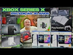 PS5 SLIM EDIÇÃO 30 ANOS, ESTOQUE LOTADOS XBOX SERIES X.