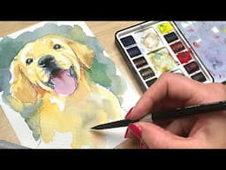 EASY Watercolor Line and Wash Puppy Tutorial for Beginners