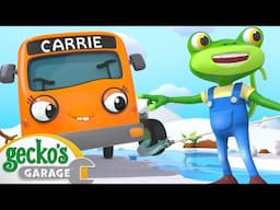 Frozen Lake Fun! 🧊🚗 Wintertime Challenges | Gecko's Garage | Learning Videos for Kids 🛻🐸🛠️