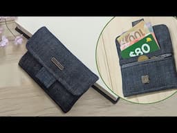 DIY Easy Small Denim Wallet Out of Old Jeans | Wallet Tutorial | Upcycled Craft