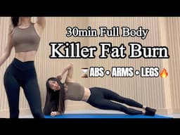 BURN FAT, GET TONED & ABS, Intense HIIT 30 min Full body At-Home Pilates, No Equipment Home Workout