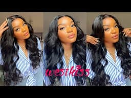 THE EASIEST INSTALL EVER! Pre-curled curtain bangs 5x7 closure wig | WEST KISS HAIR HONEST REVIEW